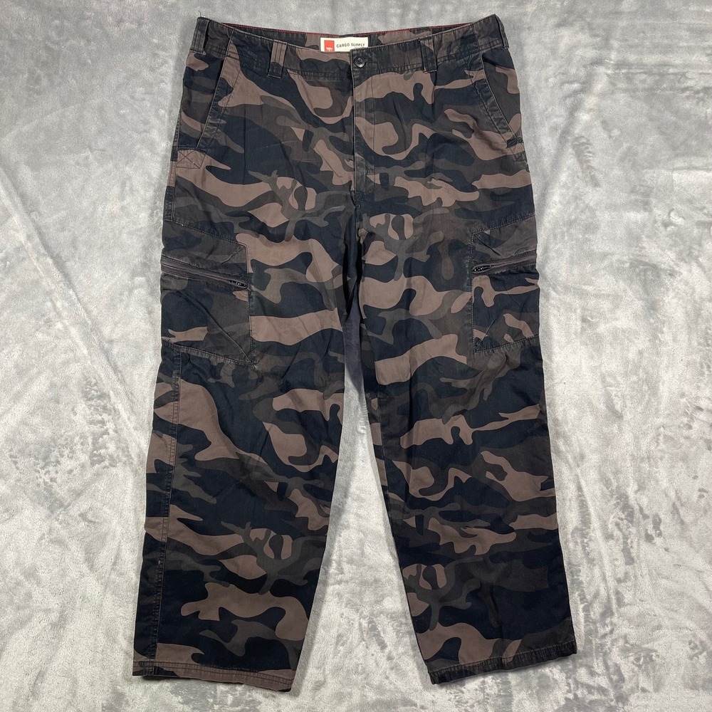 Mossimo Cargo Supply Camouflage Cargo Pants Men's 38(36)x30(29) Relaxed Fit Zip‎